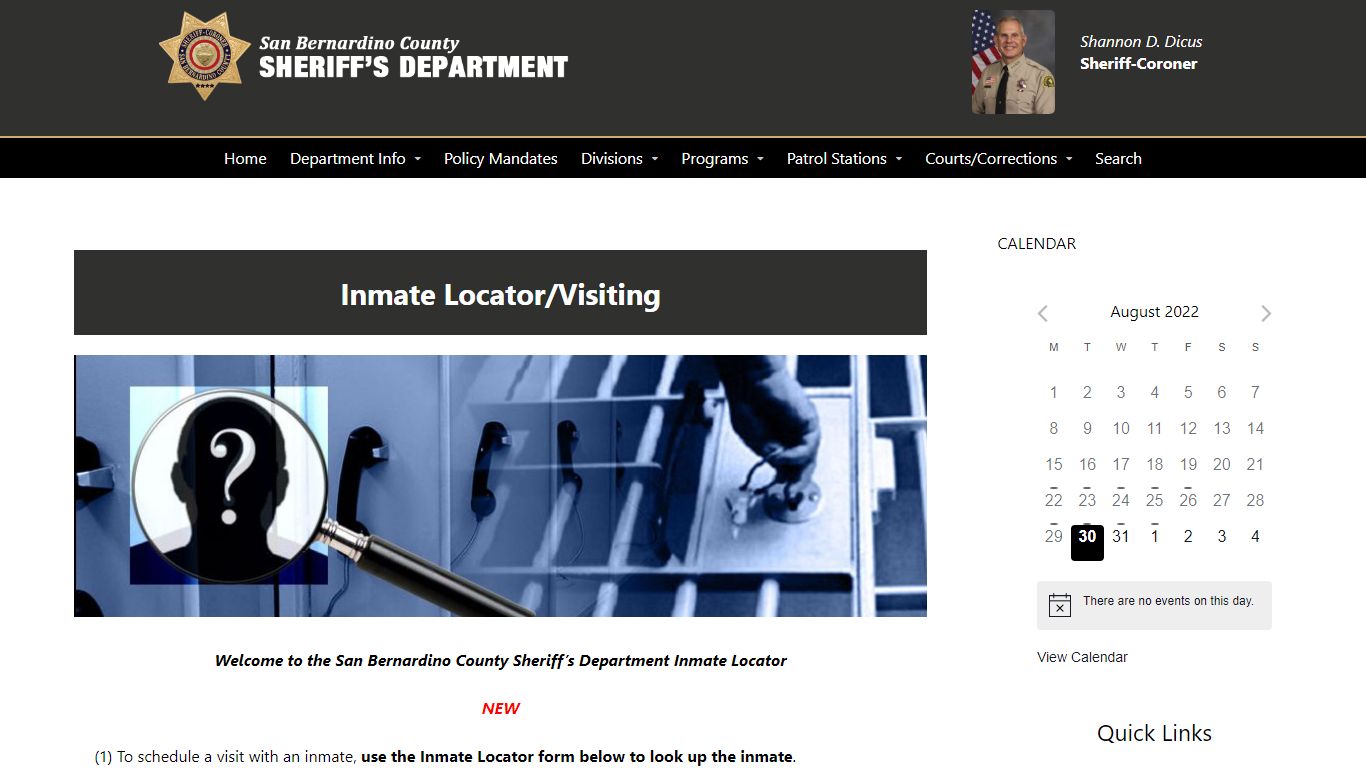 Inmate Locator – San Bernardino County Sheriff's Department